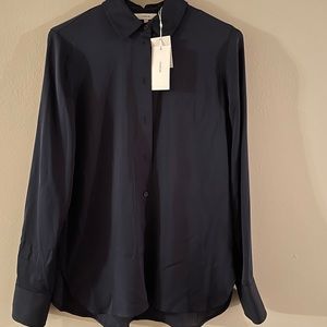 Vince navy blue silk shirt,size S